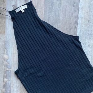 UO high halter neck black ribbed tank